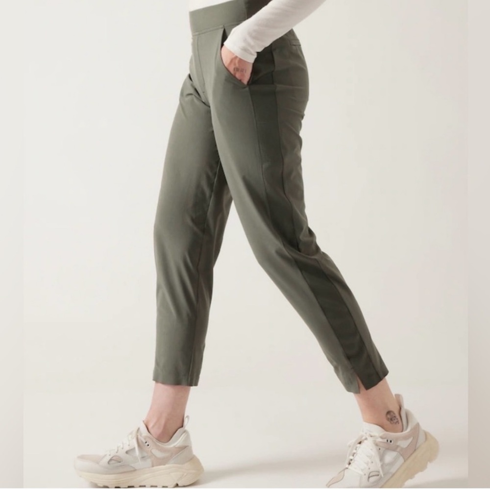 Athleta Brooklyn Ankle Pant in "Mountain Olive" Green Size 14T - Picture 2 of 13